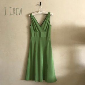 J Crew 100% silk tricotine midi dress green elegant Grecian style wedding guest